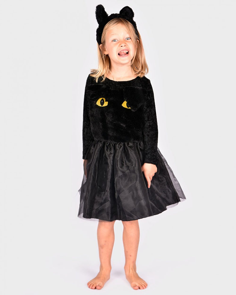 Den Goda Fen Dress 2-4Y | Cat Black