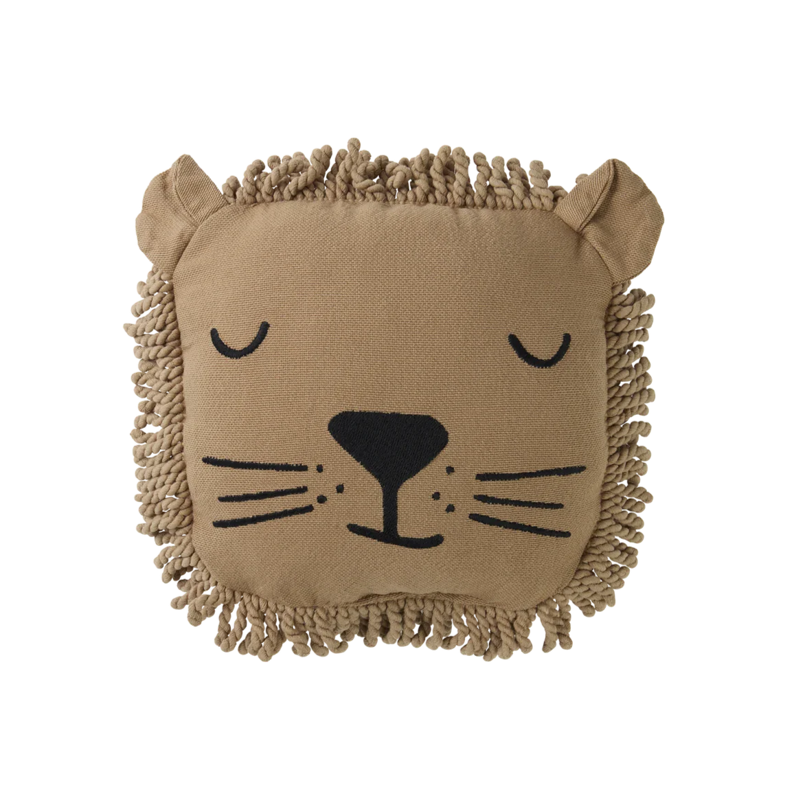 Nobodinoz Lion Face Embroidery Cushion 34x34cm | Sesame