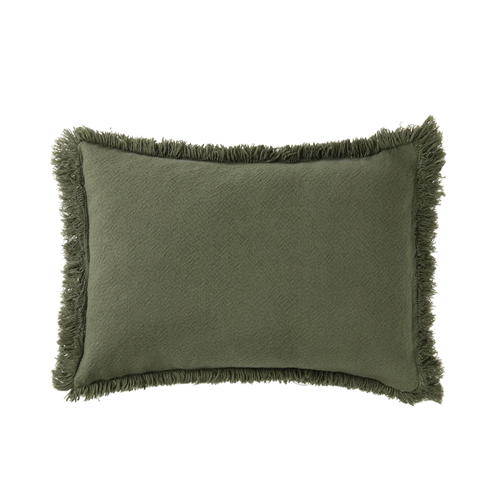 Nobodinoz Landscape Rectangular fringes cushion 45x30cm | Vetiver