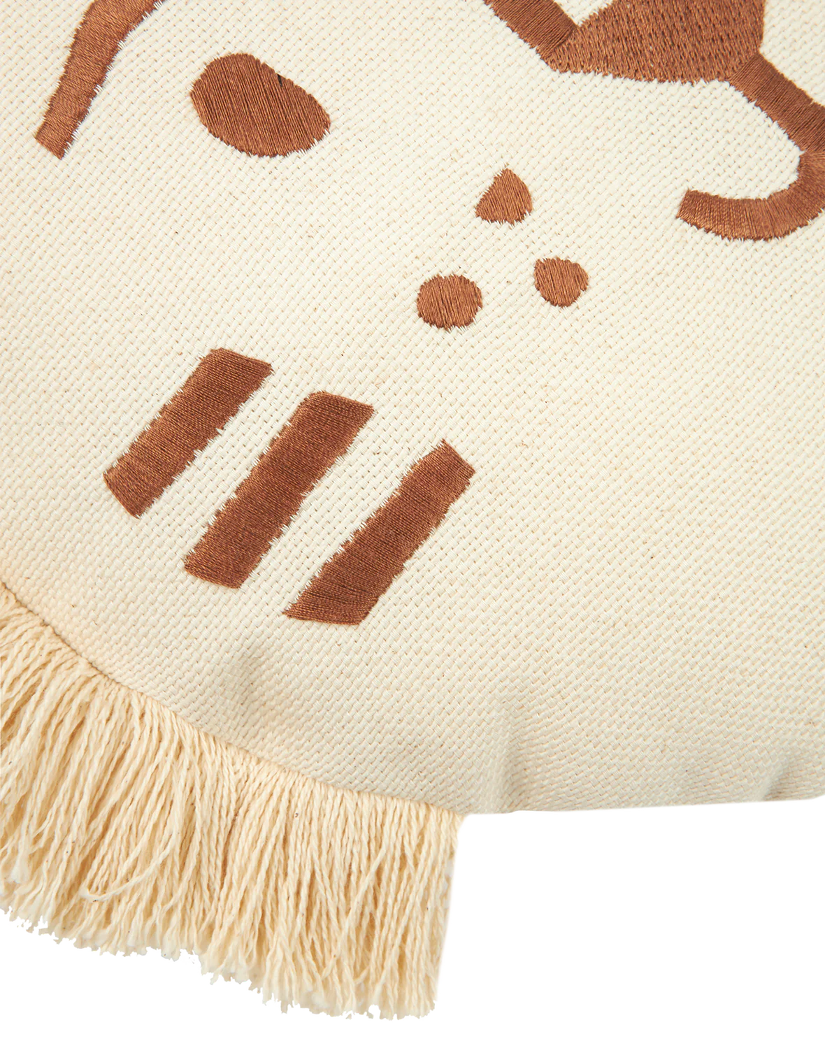 Nobodinoz Tiger Face Embroidery Cushion 35x30cm | Brown/Natural