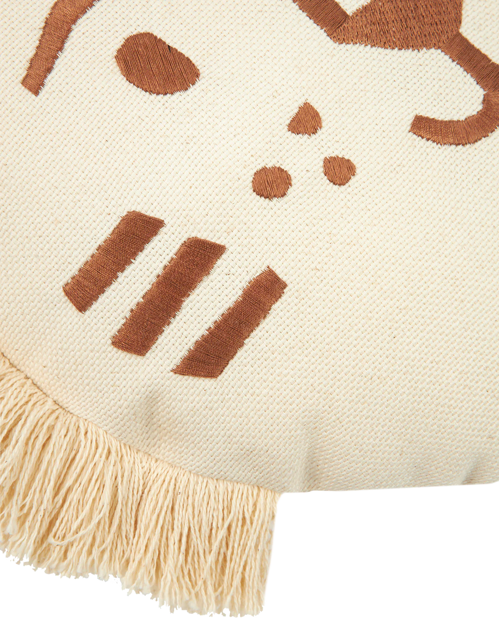 Nobodinoz Tiger Face Embroidery Cushion 35x30cm | Brown/Natural