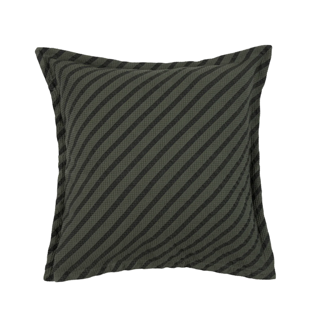 Nobodinoz Landscape Waffle square cushion 45x45cm | Stripes Vetiver