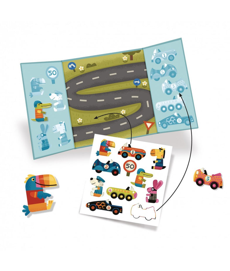 Djeco set reusable stickers | Vehicles
