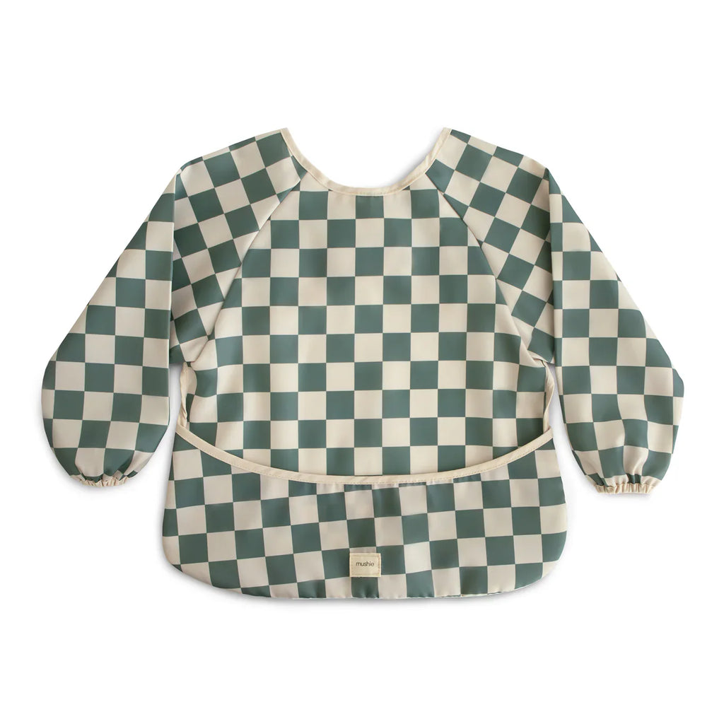 Mushie Bib With Long Sleeves | Olive Check