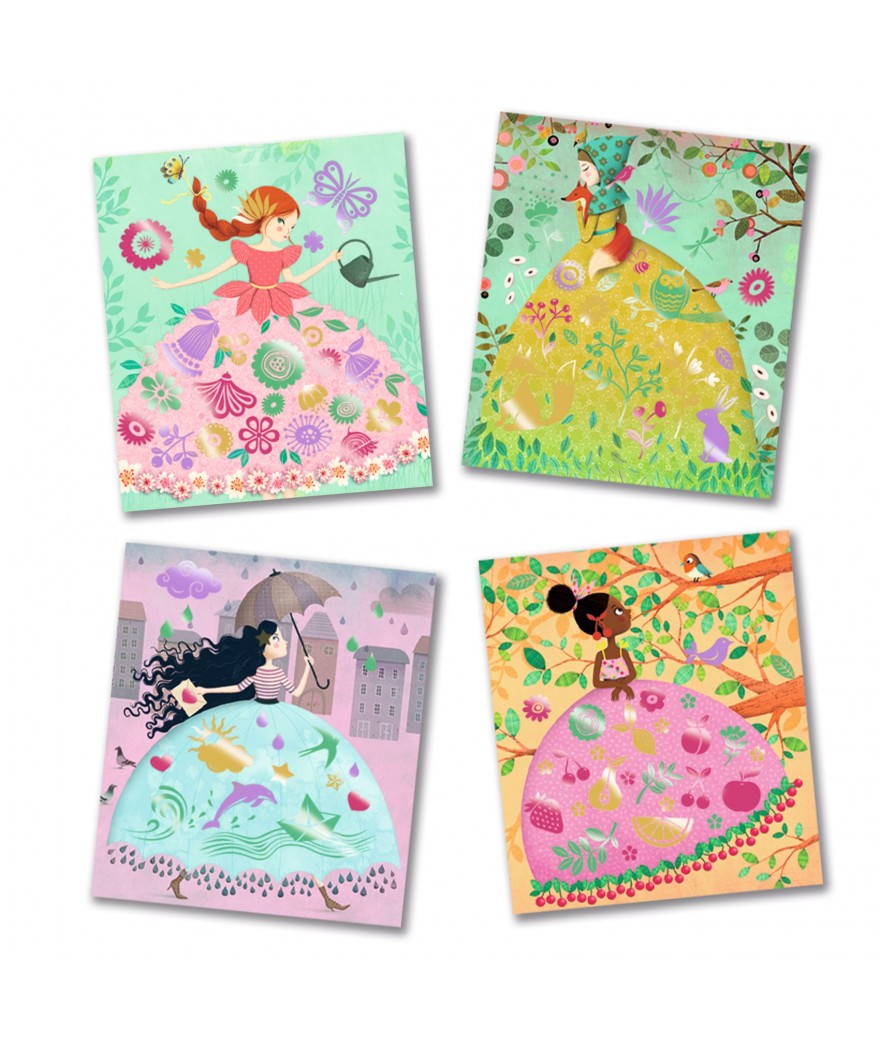 Djeco Craft Set Artistic Metallic Cards +6Y | Fairies & Dresses