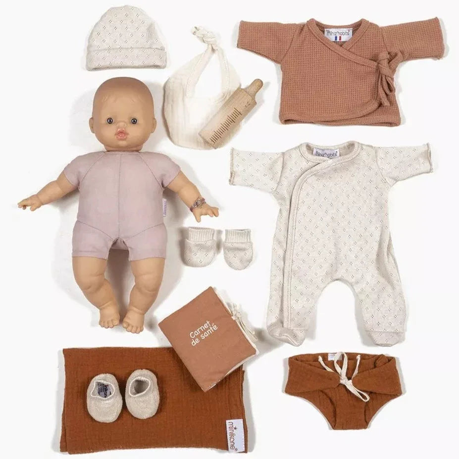 Minikane suitcase with doll and accessories Kit the Naissance