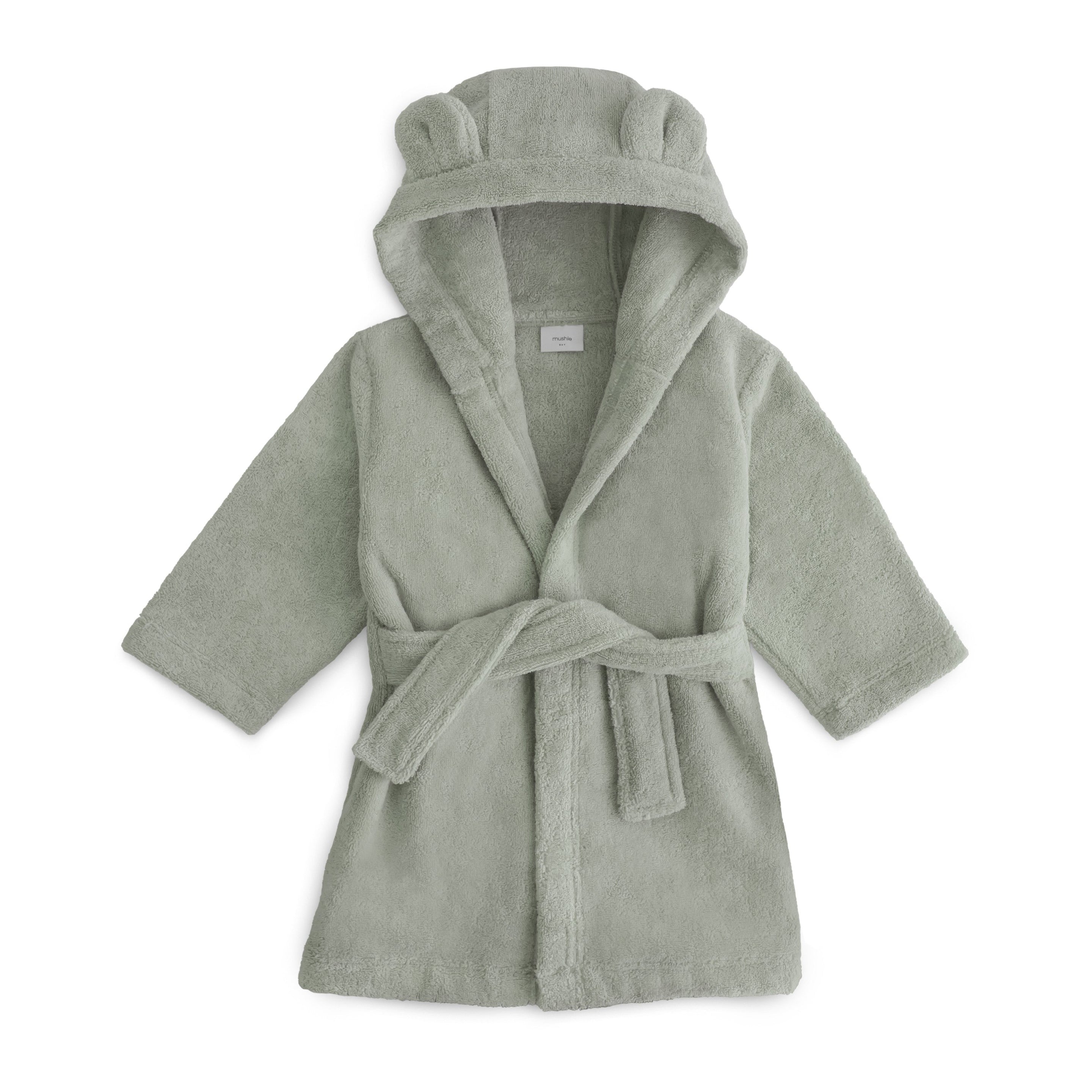 Mushie Bathrobe 4-6Y Bear Moss