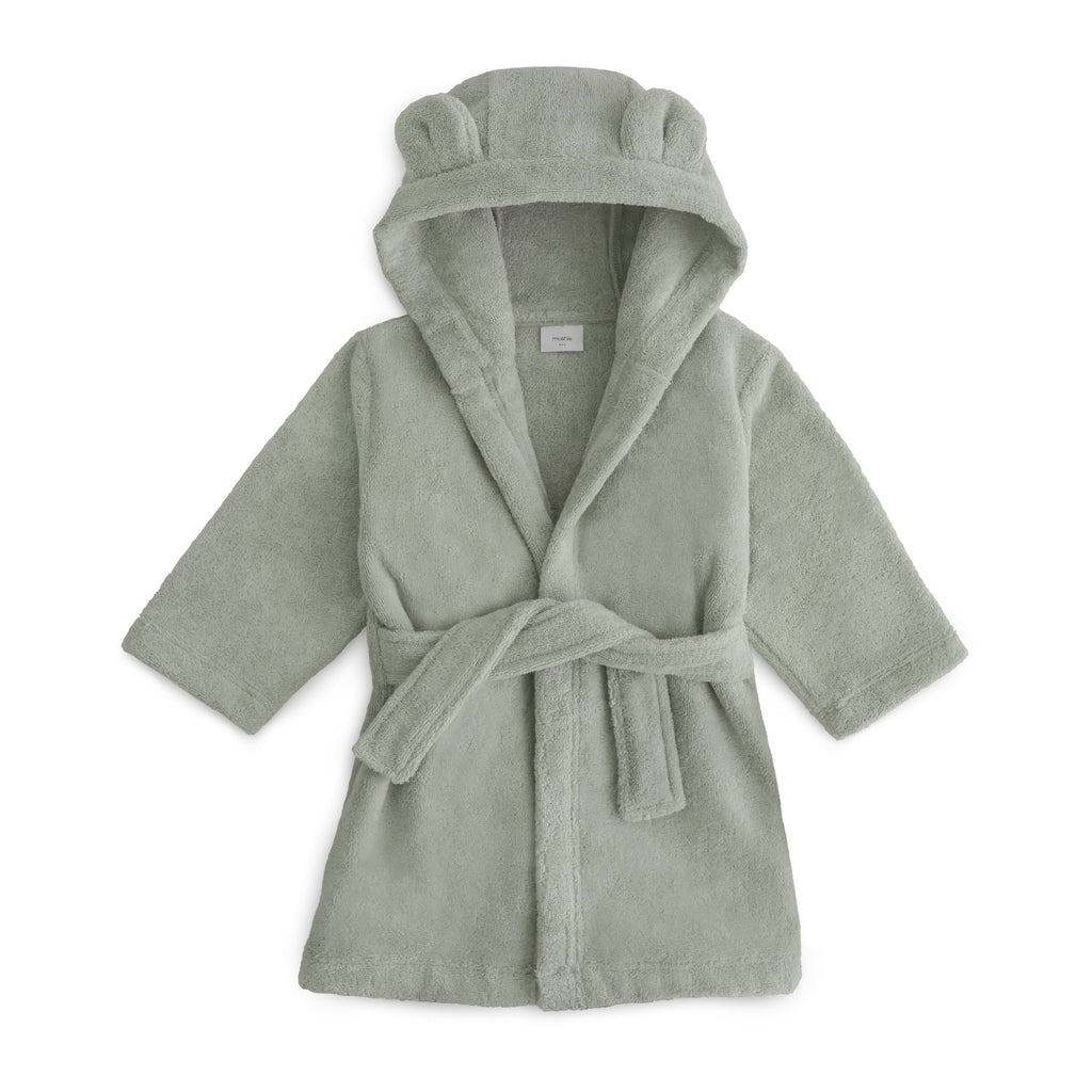 Mushie Bathrobe 4-6Y Bear Moss