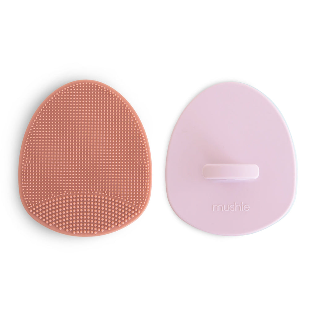 Mushie Bath Brush Milk Cribs 2-pack | Rose/Lilac