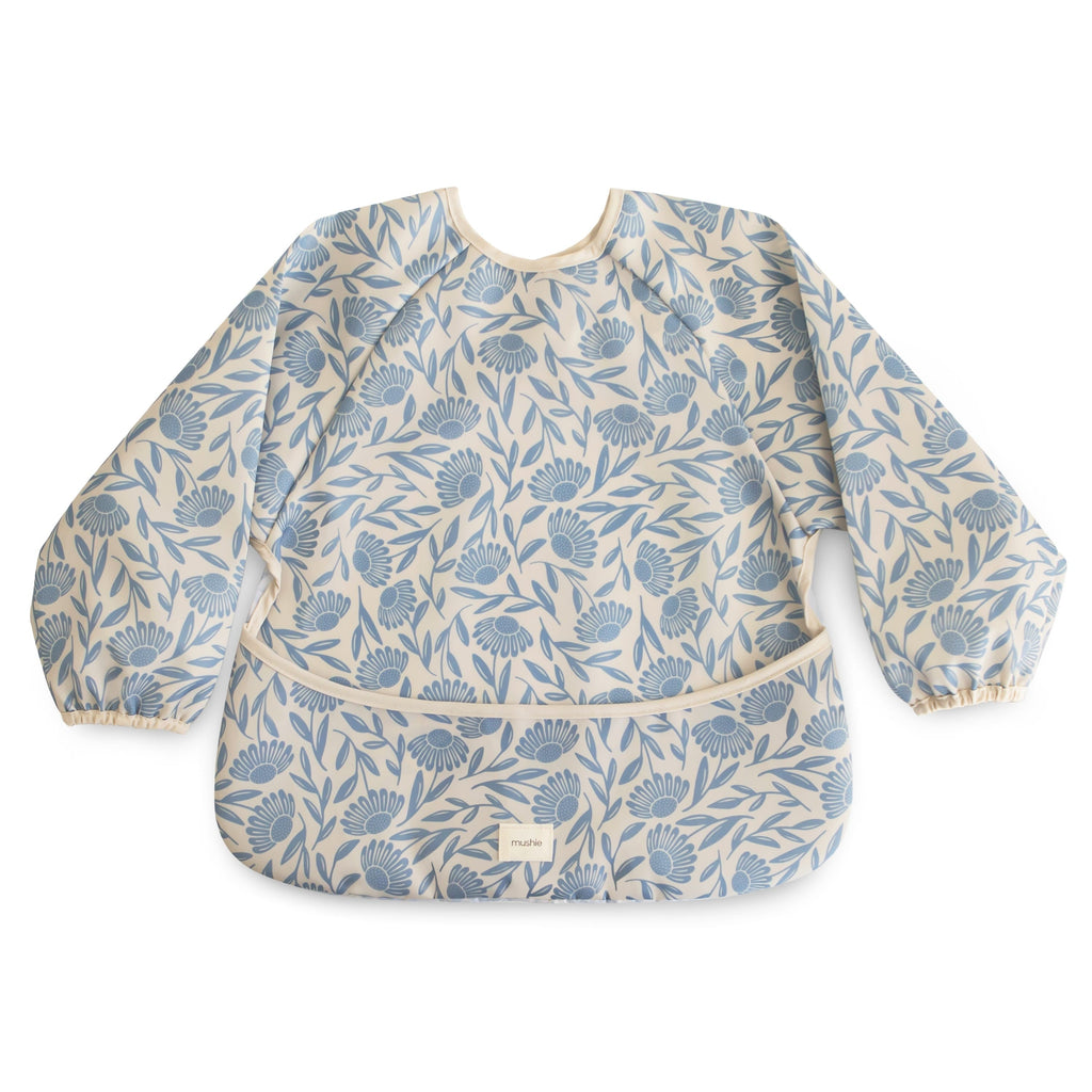 Mushie Long Sleeve Bib | Blue Flowers