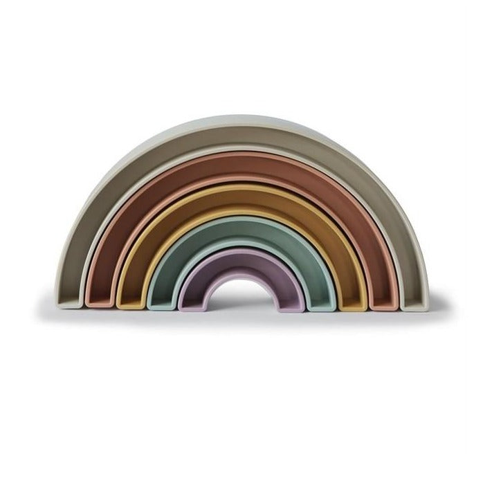 * Mushie Stacking Tower Stacking Tower Bath Toys Rainbow Tropical