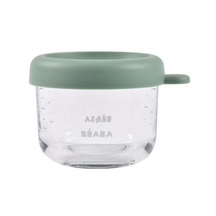 Béaba Glass Storage Jars 150ml | Sage green