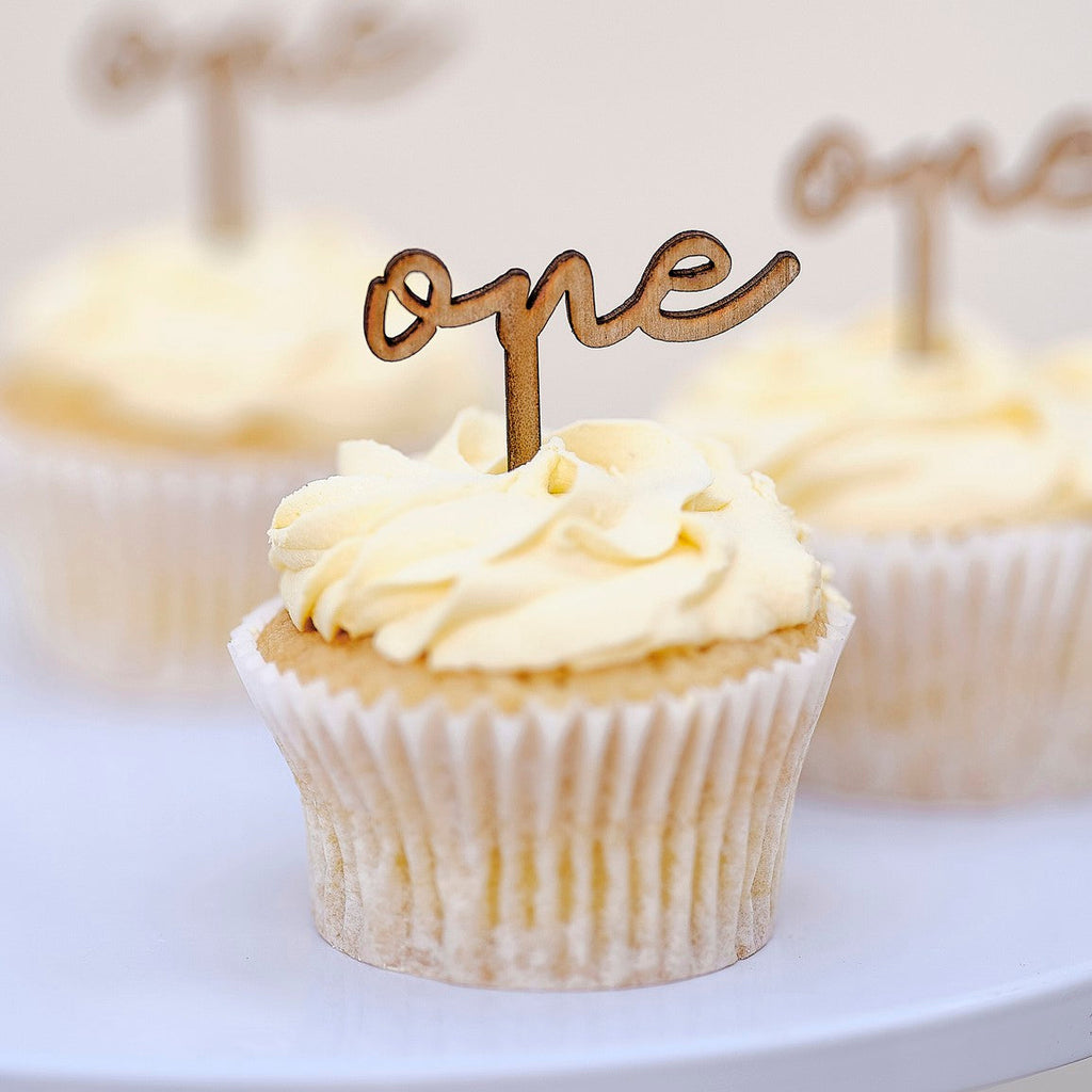 Ginger Ray One' Wooden Cupcake Toppers