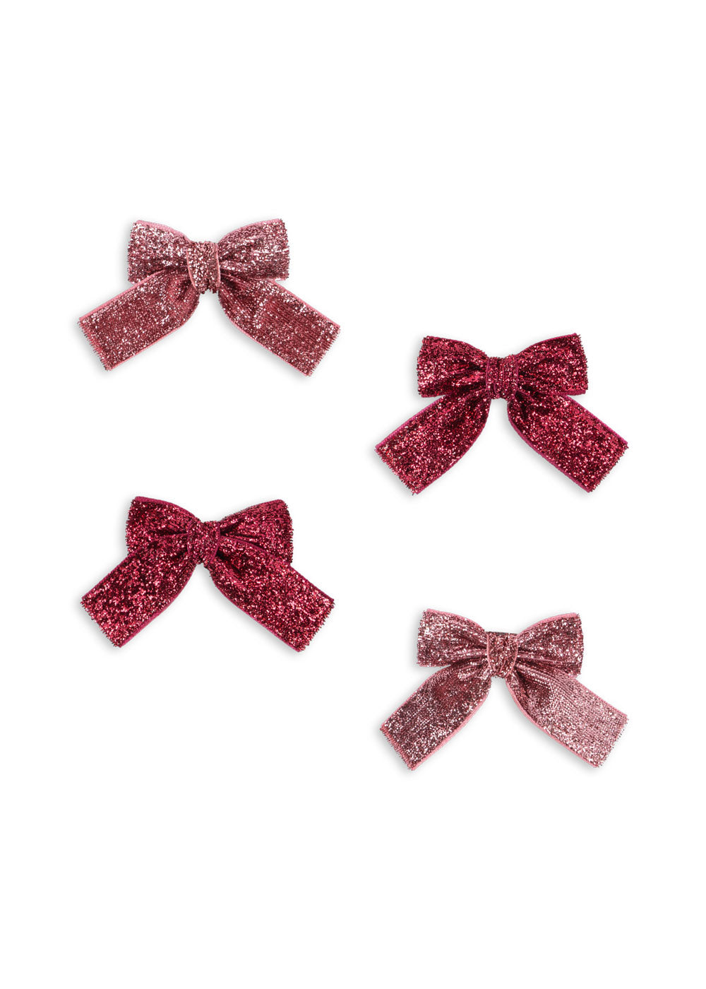 Konges Sløjd 4 Pack Glitter Bow Hair Clips | Pink Mix