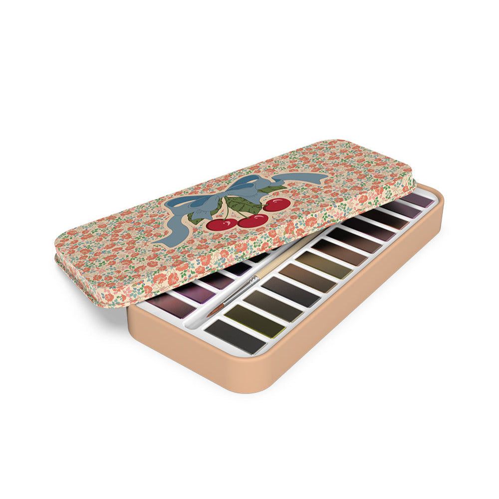 Konges Sløjd Glitter Water Colors Tin Box | Cherry Bow/Kaluka