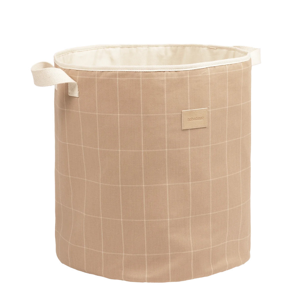 Nobodinoz Storage basket Toybag 41x37x37cm | Taupe Grid