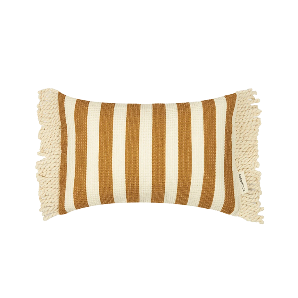 Nobodinoz Portofino Waterproof Cushion 35x23cm | Honey Stripes Waffle