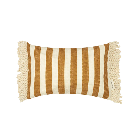 Nobodinoz Portofino Waterproof Cushion 35x23cm | Honey Stripes Waffle