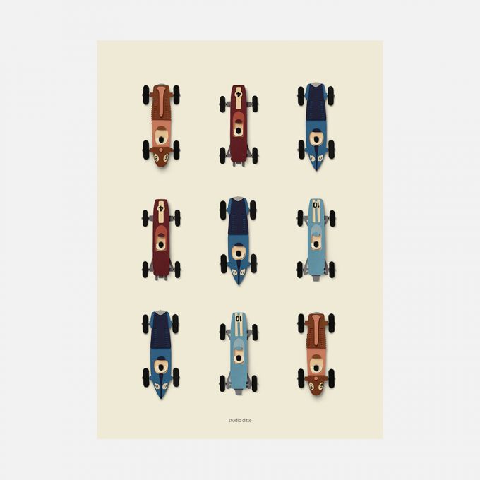Studio Ditte Poster 50x70cm | Racing cars