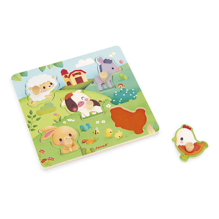 Janod Wooden Inlay Puzzle 5 Pieces | Farm