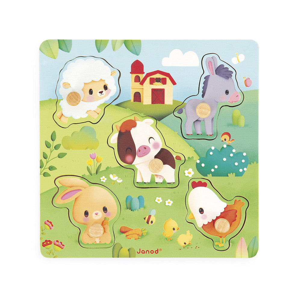 Janod Wooden Inlay Puzzle 5 Pieces | Farm