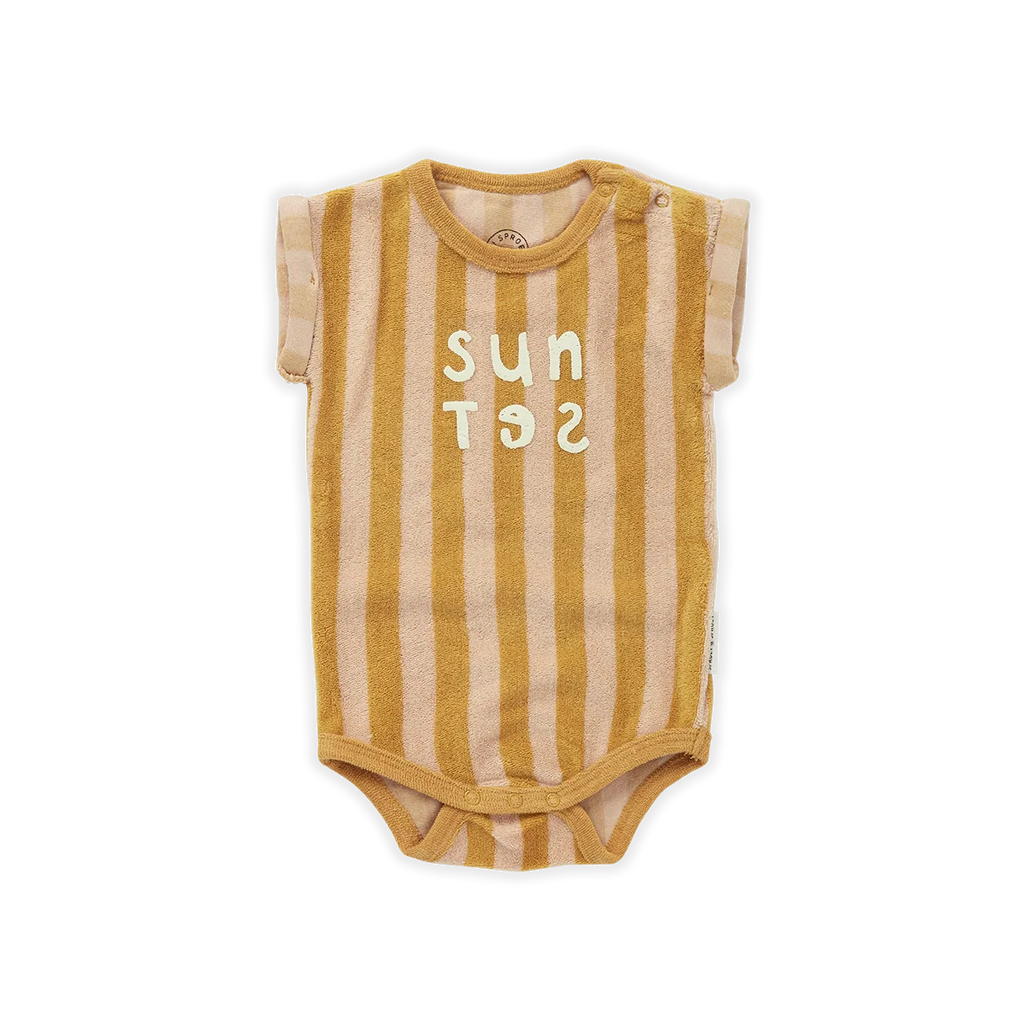 Sprout & Sprout Romper | Terry Stripe Sunset