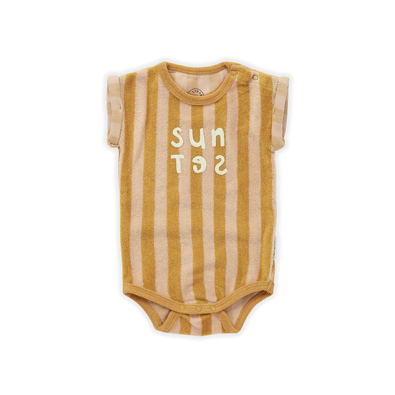 Sprout & Sprout Romper | Terry Stripe Sunset