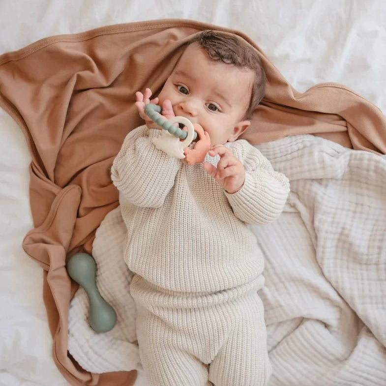 Mushie Ribbed Baby Blanket 89x89cm | Tan