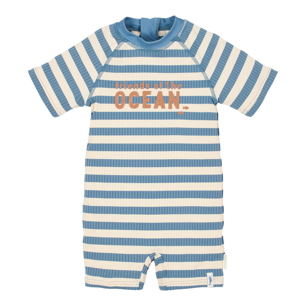 Little Dutch UV Swimsuit Short Sleeves | Ocean Blue Stripes