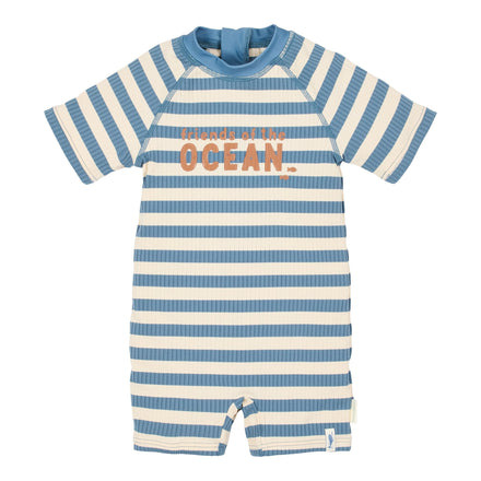 Little Dutch UV Swimsuit Short Sleeves | Ocean Blue Stripes