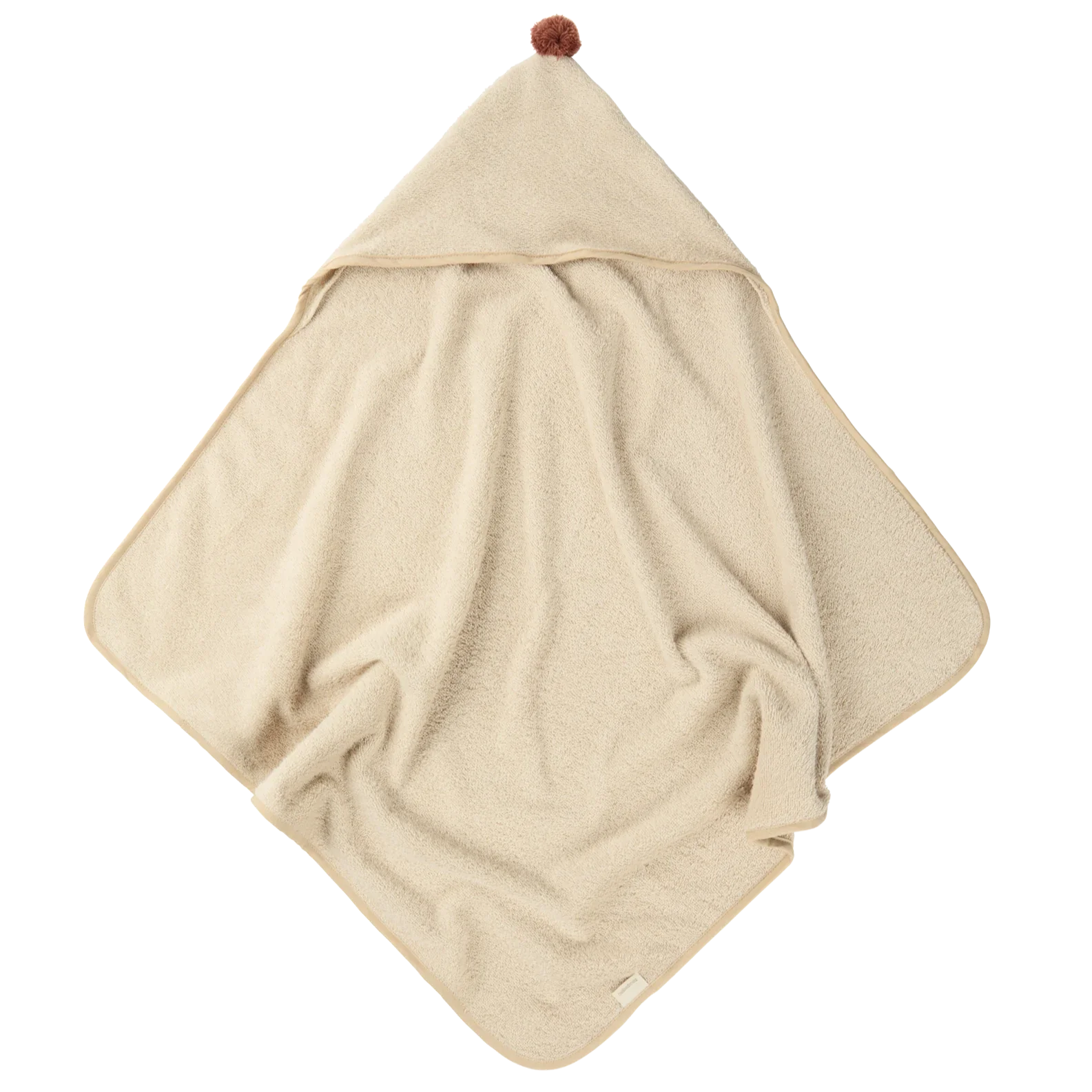 Nobodinoz So Cute Bath Cape With Pompom Organic Cotton | Almond