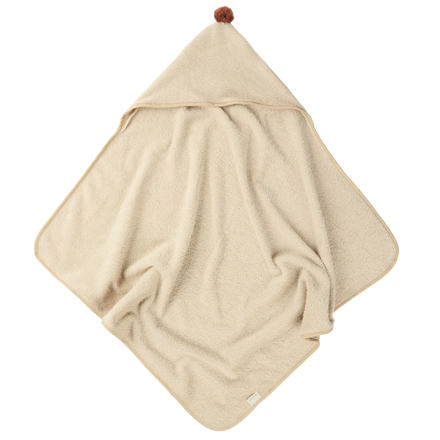 Nobodinoz So Cute Bath Cape With Pompom Organic Cotton | Almond