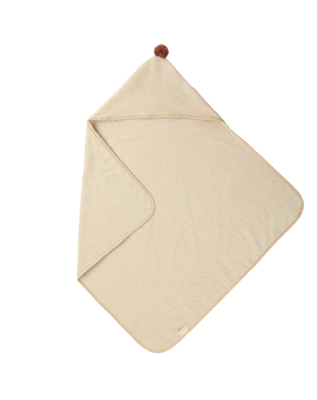 Nobodinoz So Cute Bath Cape With Pompom Organic Cotton | Almond