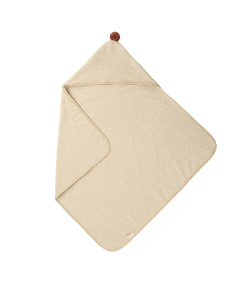 Nobodinoz So Cute Bath Cape With Pompom Organic Cotton | Almond