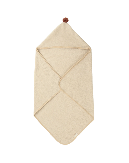 Nobodinoz So Cute Bath Cape With Pompom Organic Cotton | Almond