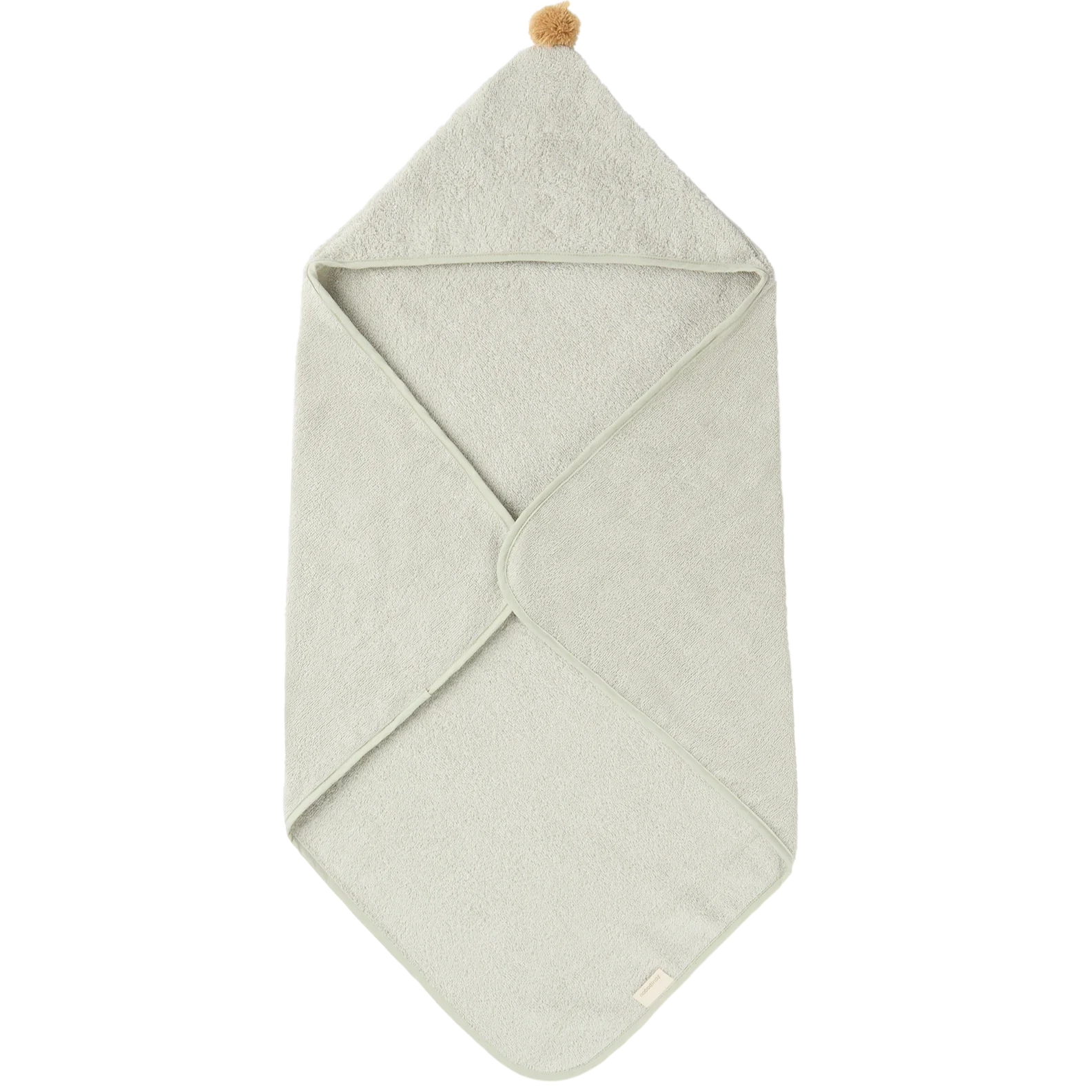 Nobodinoz So Cute Bath Cape With Pompom Organic Cotton | Sage Green