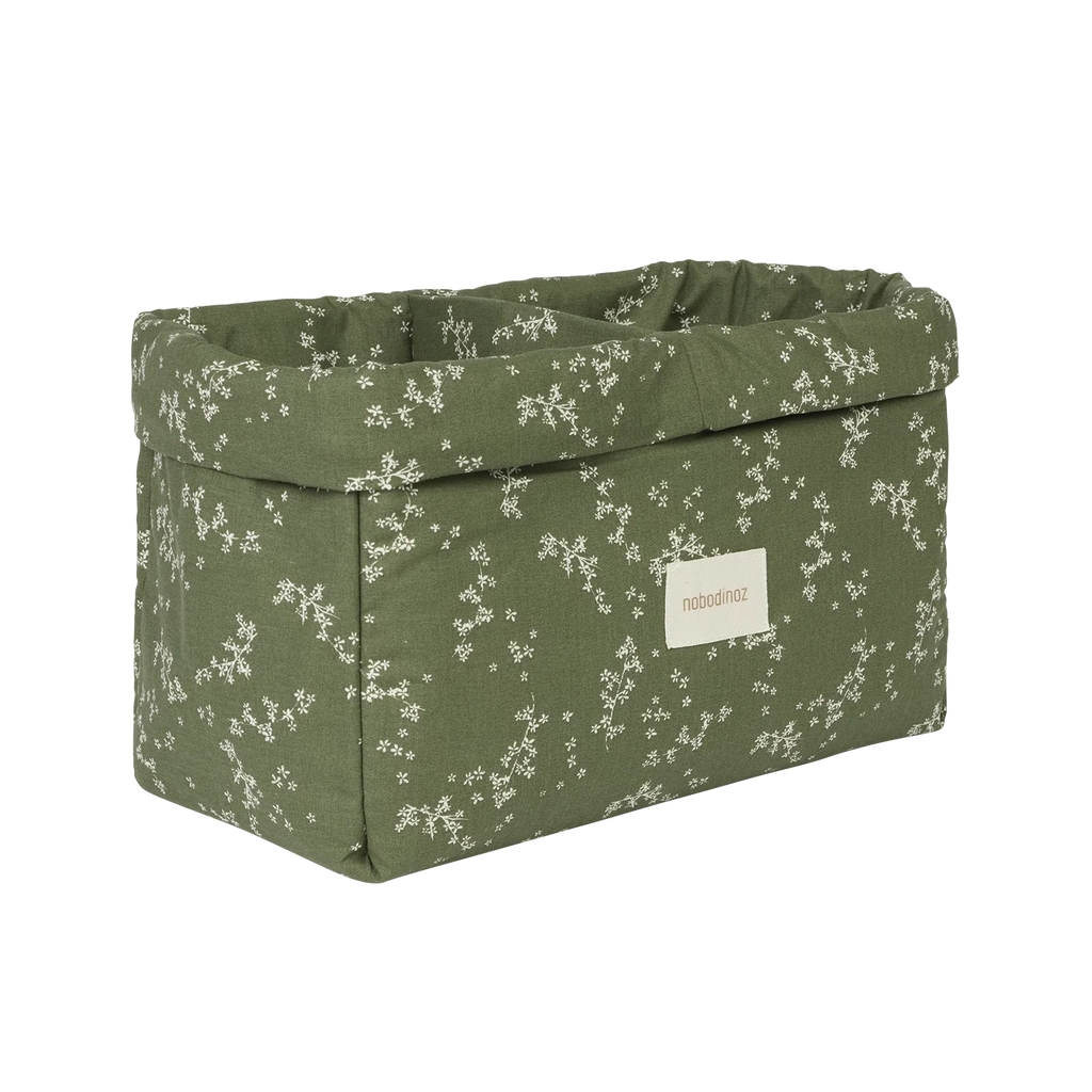 Nobodinoz Stories Double storage basket 30x20x15cm | Green jasmine