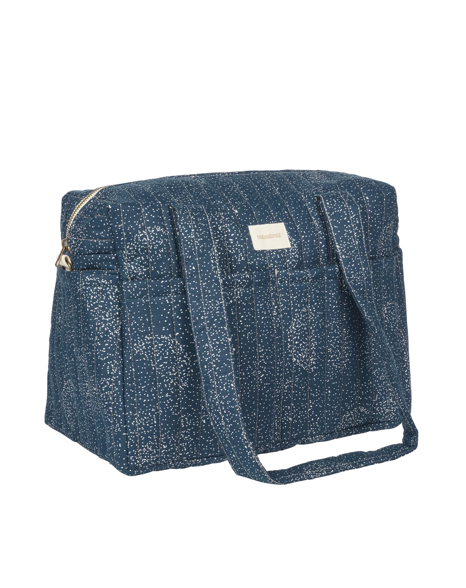 Nobodinoz Stories Buggy diaper bag 40x30x25cm | Gold Bubble/Night Blue