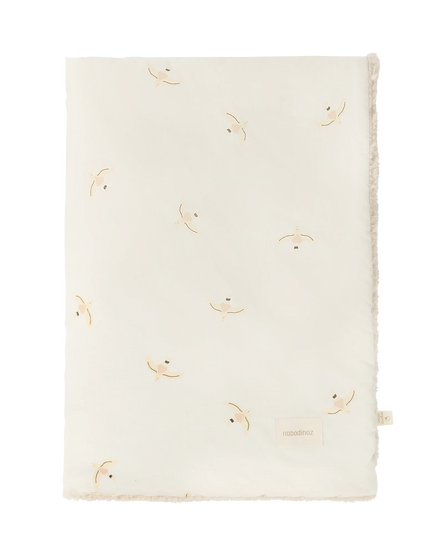 Nobodinoz Stories Winter Newborn Blanket 70x100cm | Nude Haiku Birds Natural
