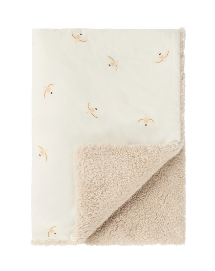 Nobodinoz Stories Winter Newborn Blanket 70x100cm | Nude Haiku Birds Natural