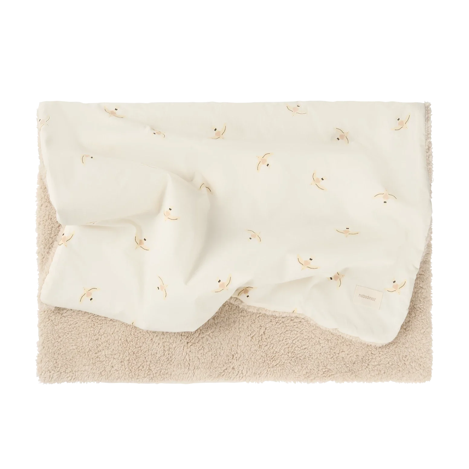 Nobodinoz Stories Winter Newborn Blanket 70x100cm | Nude Haiku Birds Natural