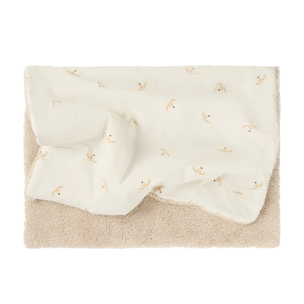 Nobodinoz Stories Winter Newborn Blanket 70x100cm | Nude Haiku Birds Natural