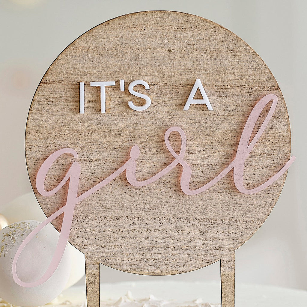 Ginger Ray Cake Topper - Wooden It's a Girl