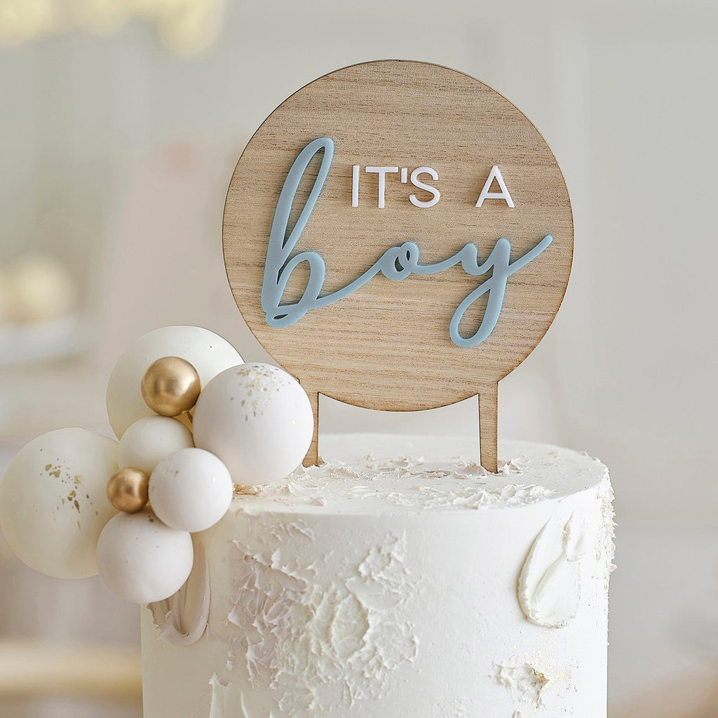 Ginger Ray Cake Topper - Wooden It's a Boy