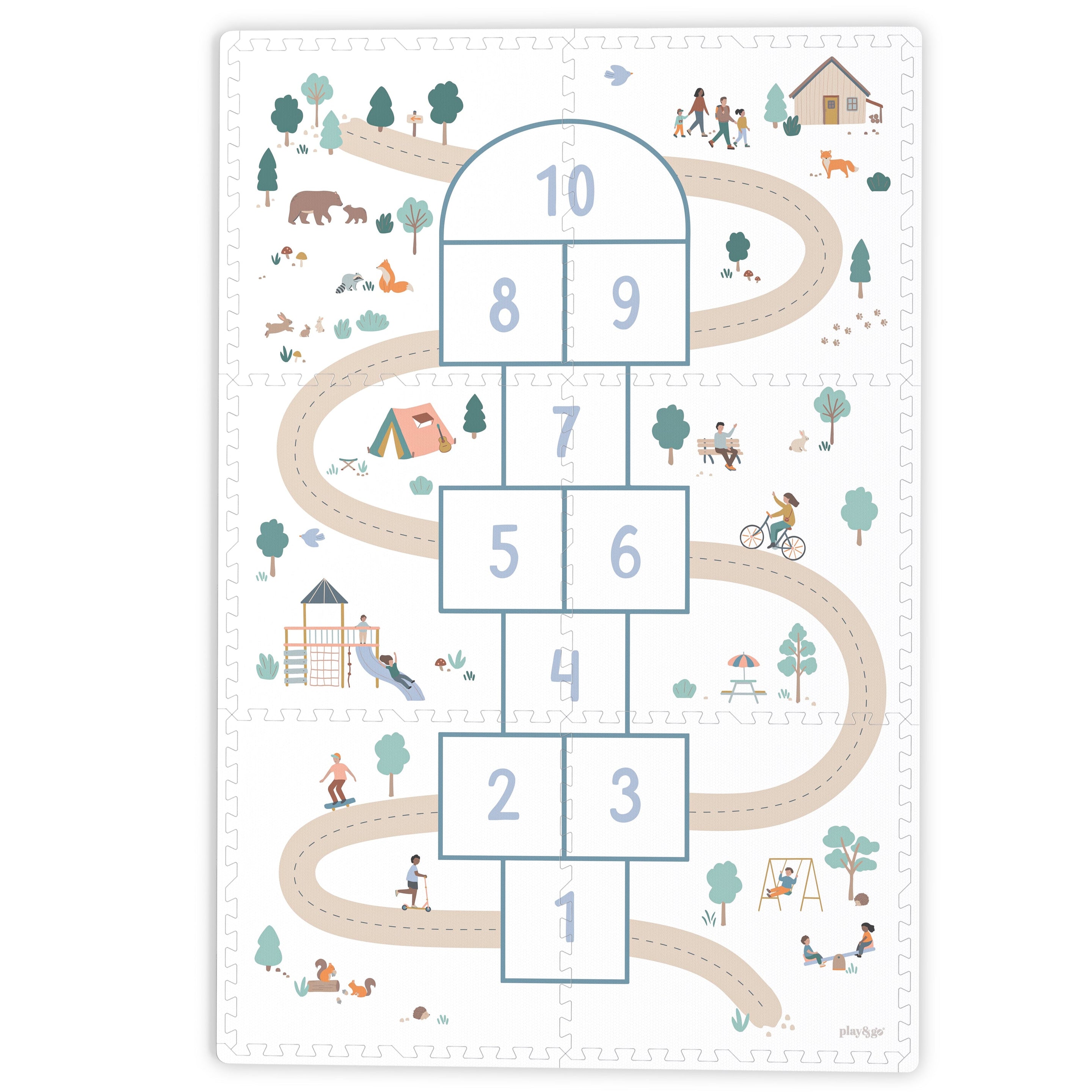 Play & Go EEVAA 2-In-1 Play Mat Puzzle Mat & Storage Box | Hopscotch pad 120x180cm