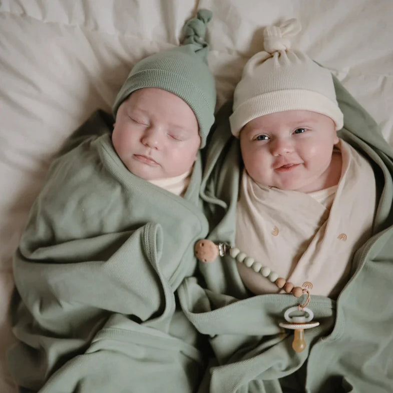 Mushie Ribbed Baby Blanket 89x89cm | Roman Green