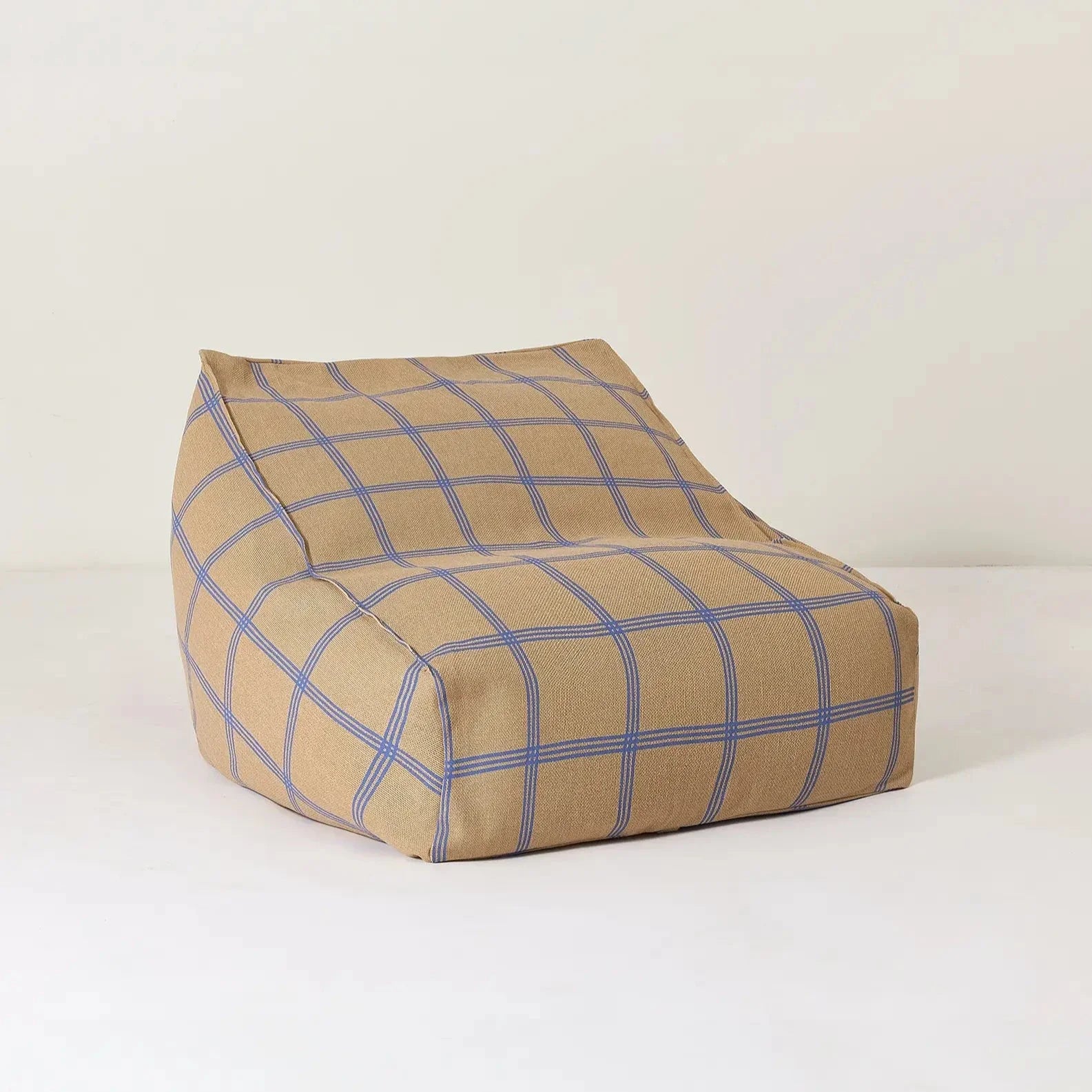 Nobodinoz Landscape Beanbag 74x40x60cm | Brown Blue Windowpane