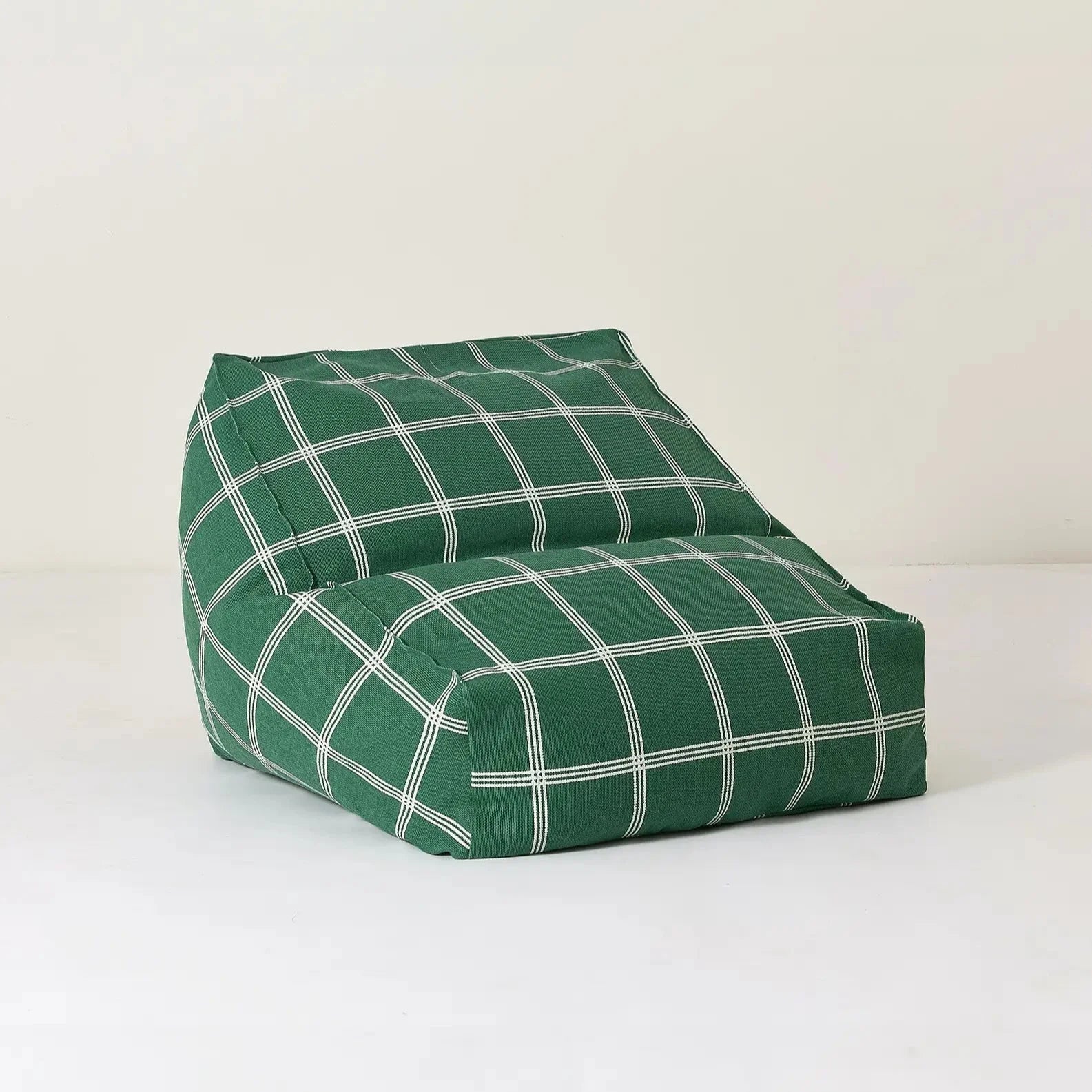 Nobodinoz Landscape Beanbag 74x40x60cm | Green White Windowpane