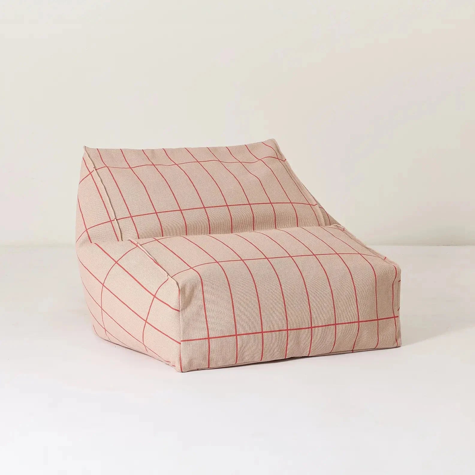 Nobodinoz Landscape Beanbag 74x40x60cm | Pink Red Grid