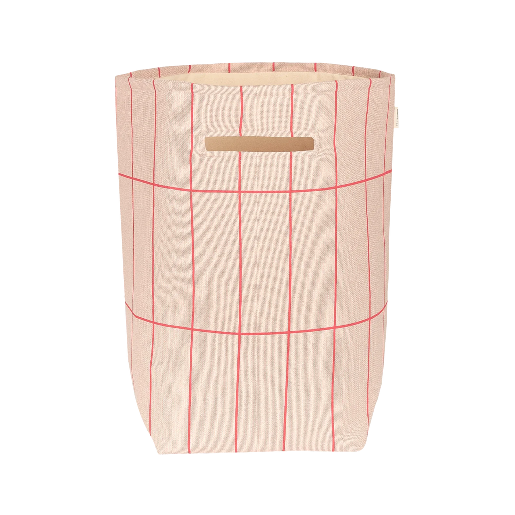 Nobodinoz Storage basket Toybag 56x44x28cm | Pink Red Grid